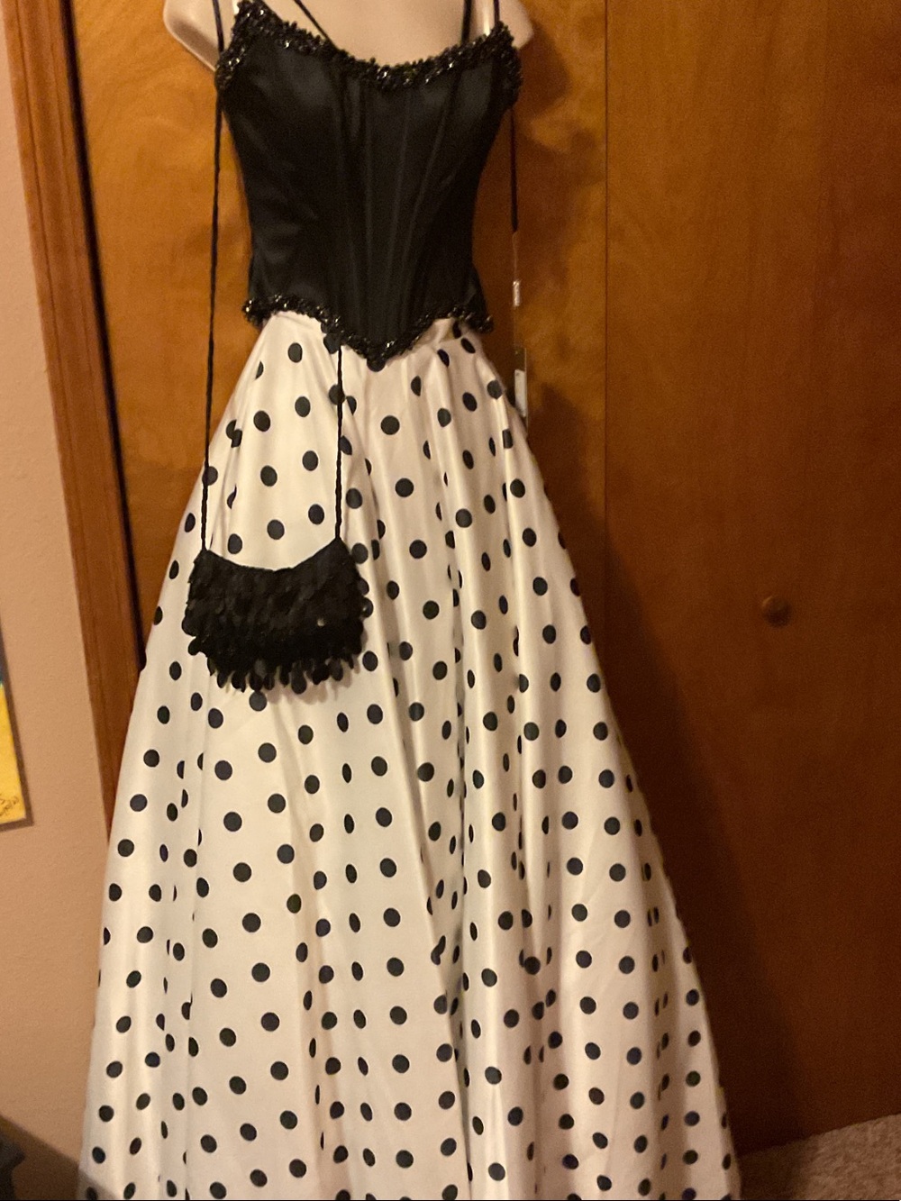 Elegant Black & White Polka Dot Prom Dress